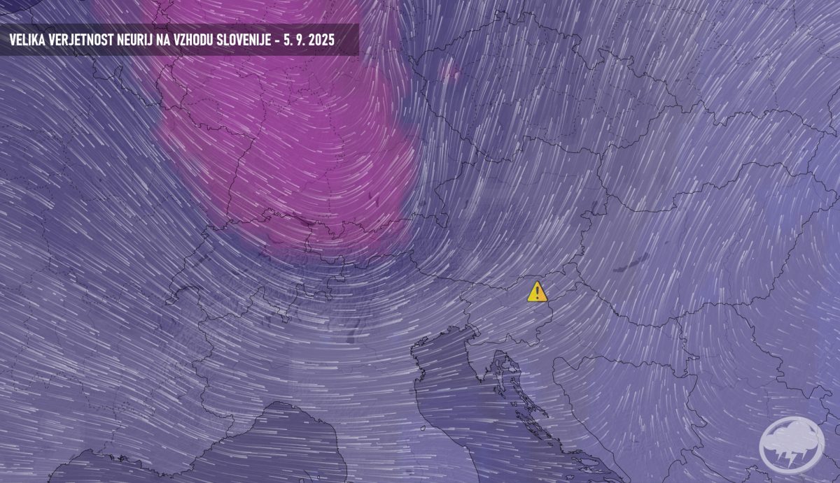 V petek velika verjetnost neurij na vzhodu Slovenije