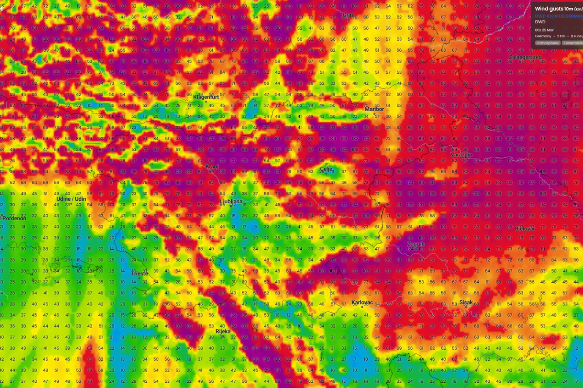 Veter se bo močno okrepil: jutri sunki tudi nad 100 km/h