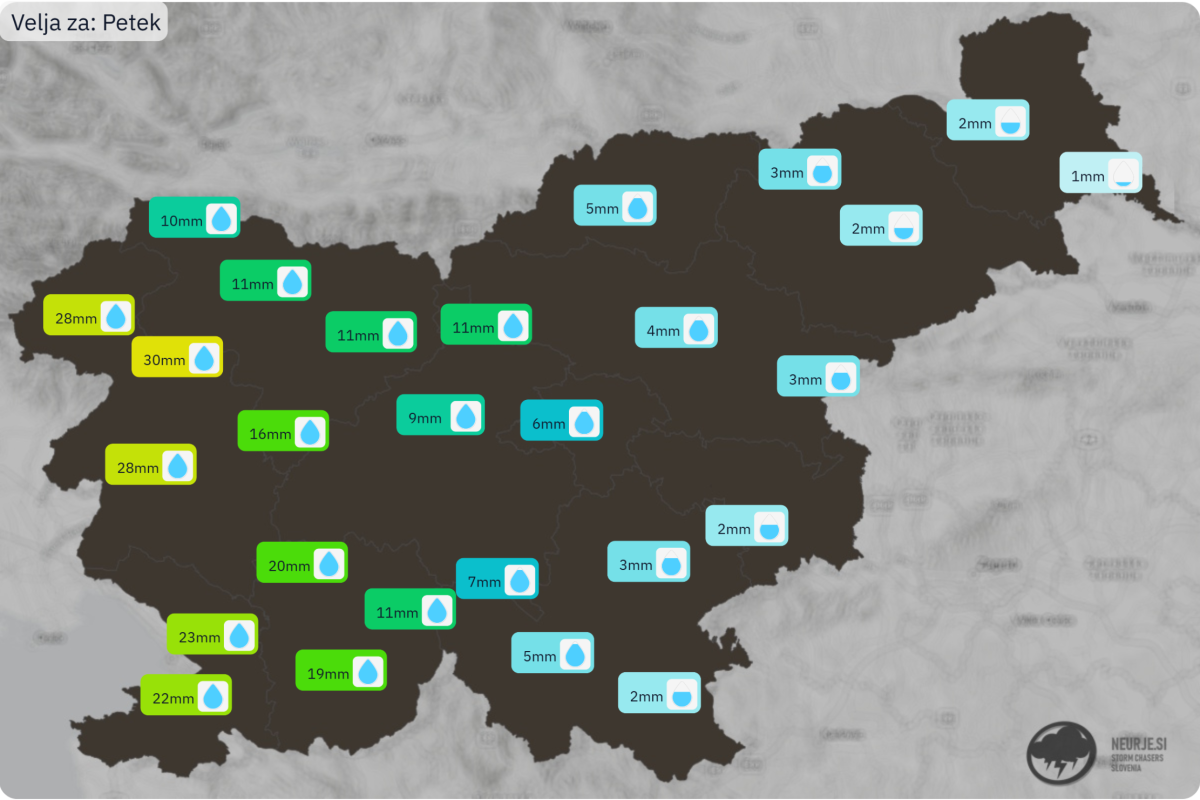 V četrtek in v petek nova pošiljka dežja